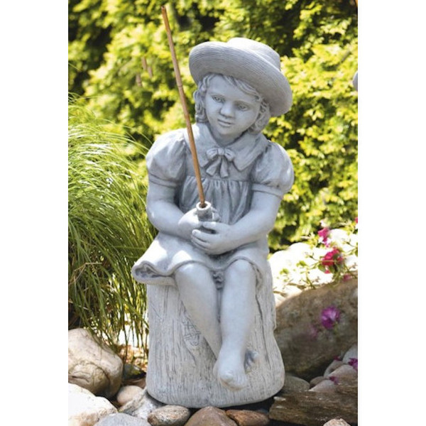 Cement Stone Garden Statue for Sale - Fishing Girl Sculpture Fisher